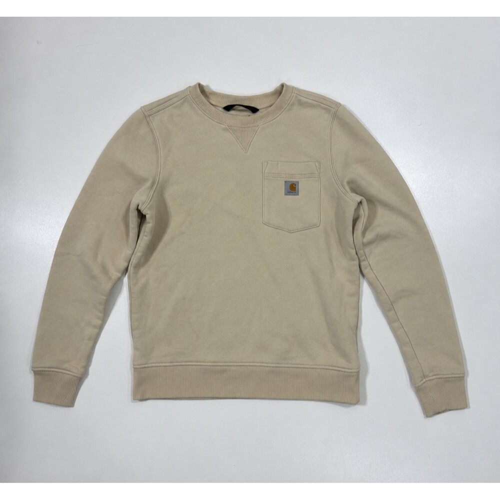 Carhartt Men’s Relaxed Fit Crewneck Pocket Sweatshirt Beige Size XS
